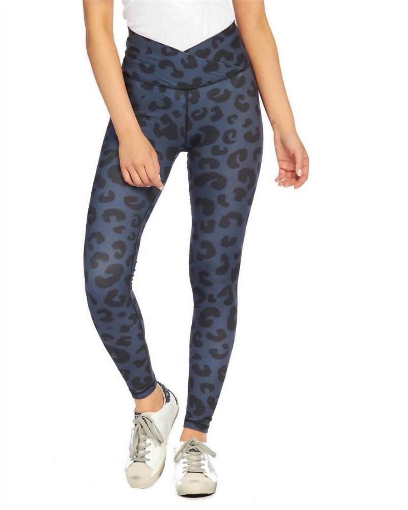 Front of a model wearing a size Large Braxton Legging In Navy in Navy by mudpie. | dia_product_style_image_id:351168